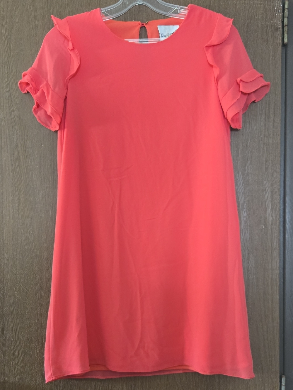 Rare Editions Coral Ruffle Sleeve Shift Dress